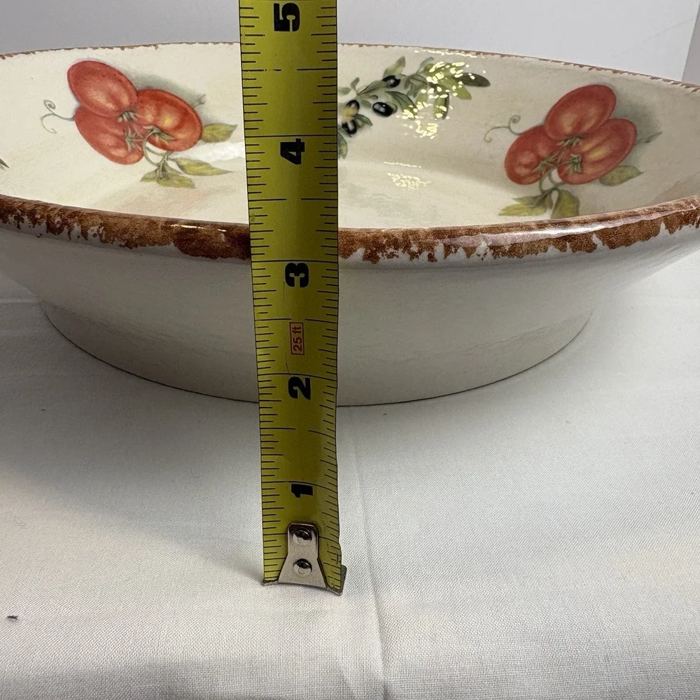 Tiffani Boutique Vintage Ceramic Serving Bowl 14.5in Hand Painted Italy Tomato